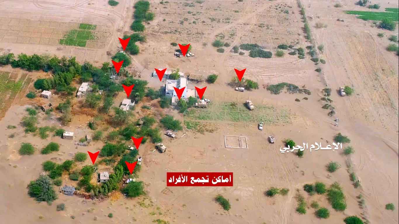 استهداف تجمعات للمنافقين المرتزقة السودانيين في احد معسكرات العدوان بصاروخ بدر F المتشظي
